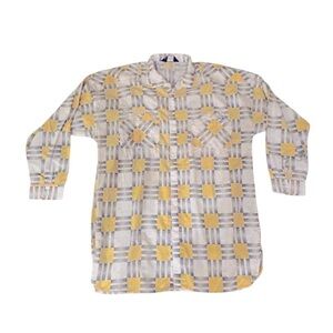 Bentley Men’s Button Down Long Sleeve Shirt Stripe Block Pattern Size Medium